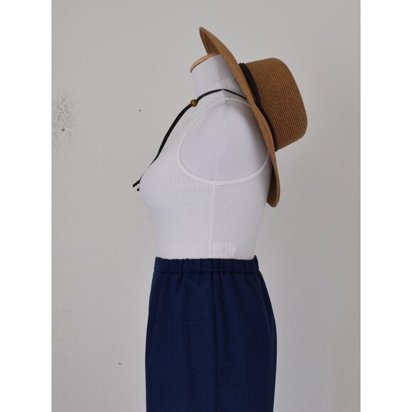 Vintage 80s Blue Gathered Waist Polyester Trousers | 30-34 waist - Picture 9 of 9